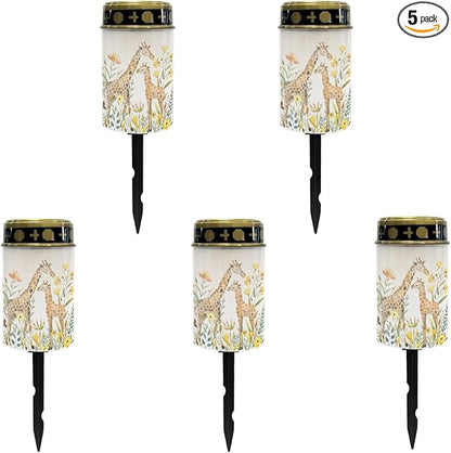 Giraffe Floral Solar Garden Lights Outdoor Solar Walkway Lights,Waterproof Solar Pathway Lights Solar Powered Fairy Lights for Home Path Yard,Festival Decoations