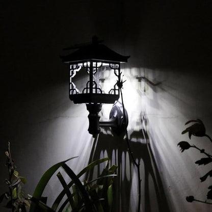 Solar LED Outdoor Wall Lantern Waterproof Matte Black Porch Light Yard Wall Sconce for Garden Garage Doorway