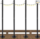 4 Pack 10 Ft String Light Poles for Outdoor String Lights, Heavy Duty Metal Outdoor Light Poles for Deck, Backyard | Lumora