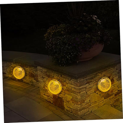 FRCOLOR 4pcs LED Solar-Powered Outdoor Ground Lamps for Garden Lawn, Warm Light Disc In-ground Landscape Lighting, Weather-Resistant Solar Pathway Lights for Patio and Driveway