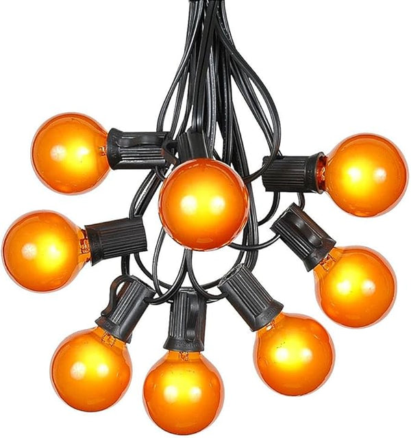 100 Foot G40 Outdoor Patio String Lights with 125 Orange Globe Bulbs – Indoor Outdoor String Lights – Market Bistro | Lumora
