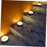 4pcs Warm Light Solar-Powered LED Outdoor Ground Lamps for Garden Lawn Landscape Lighting, Black Disc Design | Lumora