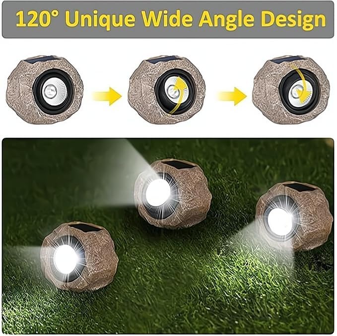 Solar Rock Lights Outdoor, LED Landscape Spotlights Waterproof with Auto On/Off, Decorative Solar Powered Garden | Lumora