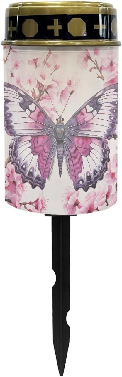 Pink Butterfly Solar Butterfly Lights Outdoor Solar Garden Lights Waterproof Solar Pathway Lights for Outside Yard Patio Flameless LED Lantern,Wall Light Auto On/Off