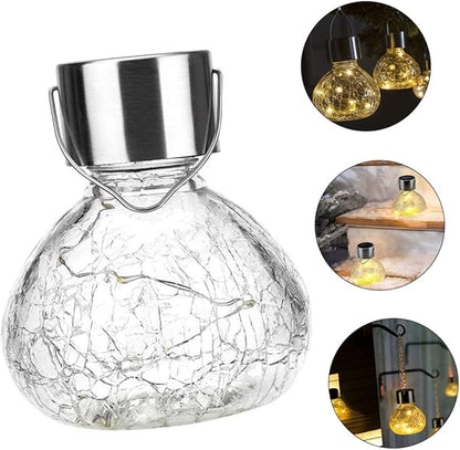 MERRYHAPY Solar Cracked Glass Ball Light Led Garden Landscape Lamp for Pathway Lighting Elegant Outdoor Decoration with Warm Glow Solar Powered and Easy to Install