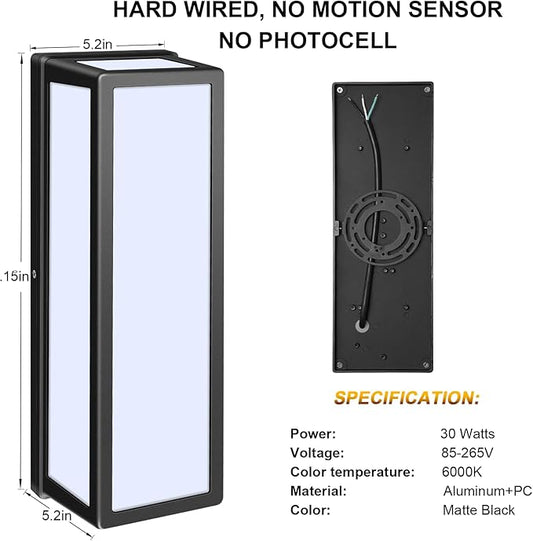 30Watt Modern Outdoor Wall Lights, 2000 Lumen IP65 Waterproof Exterior Porch Light, 6000K Daylight Anti-Rust Wall Mount Outdoor Flood Lighting for House, Front Porch, Patio, Garage