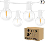 Bosceos Outdoor G40 LED Globe String Lights 50FT Dimmable Shatterproof Waterproof Patio Lights with 25+2 Bulbs | Lumora