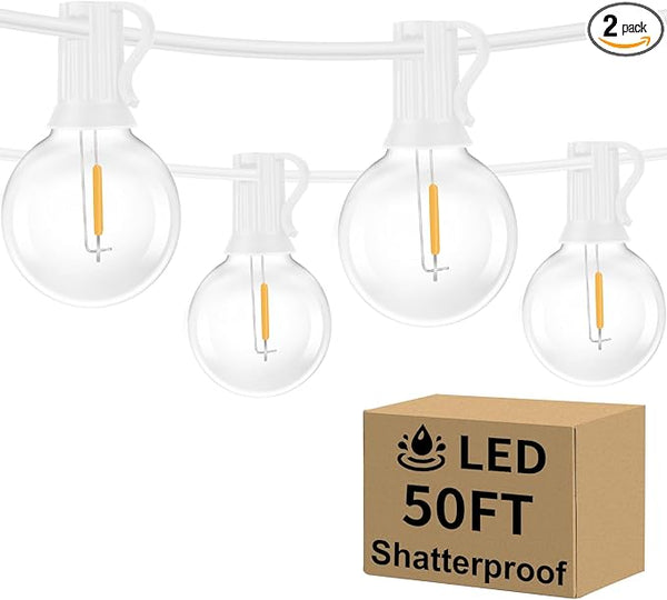 Bosceos Outdoor G40 LED Globe String Lights 50FT Dimmable Shatterproof Waterproof Patio Lights with 25+2 Bulbs | Lumora