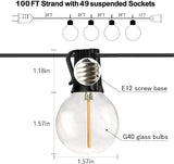 Banord 100FT G40 Globe String Lights, 2700K LED Outdoor Patio Lights String with 50 Dimmable Shatterproof Bulbs | Lumora