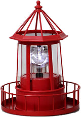 LED Solar Powered Lighthouse, 360 Degree Rotating Lamp Courtyard Decoration Waterproof Garden Smoke Towers Statue | Lumora