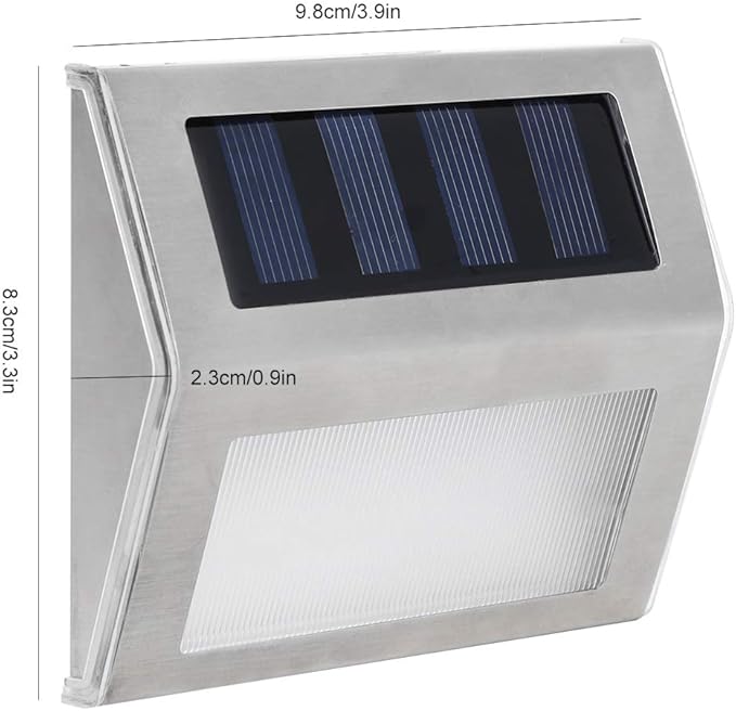 Walfront Solar Step Lights, LED Outdoor Stair Lights, Stainless Steel, Warm White, IP65 Waterproof, 4 LED, for | Lumora