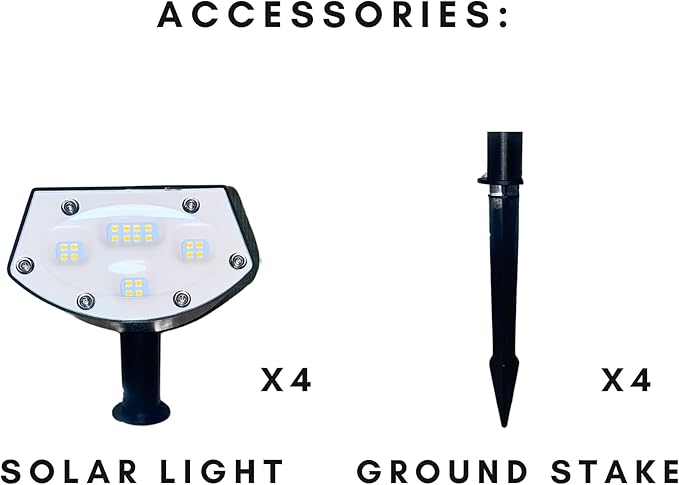 Solar Outdoor Lights, 4-Pack Super Bright LED Spotlights, Waterproof Garden Path Lights, Yard & Landscape Lighting | Lumora