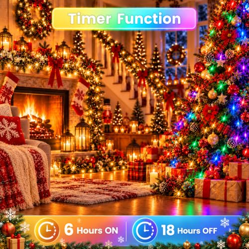 Connectable 300LED String Lights, Christmas Lights Warm White to Multicolor