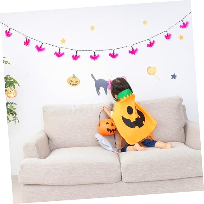 Garneck Solar Purple Bat String Lights Outdoor Decor for Halloween Parties Energy Saving Warm Light for Festive Atmosphere