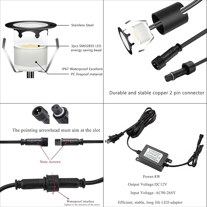 LED Recessed Deck Light Kits with Protecting Shell,LED Outdoor Landscape Lighting Warm White IP67 Waterproof,DC 12V | Lumora