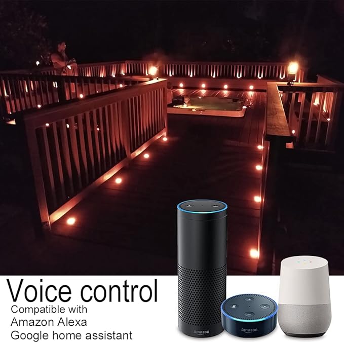 LED Deck Light Kit, 20pcs Φ1.77 WiFi Wireless Smart Phone Control Low Voltage Recessed RGBW Deck Lights with | Lumora