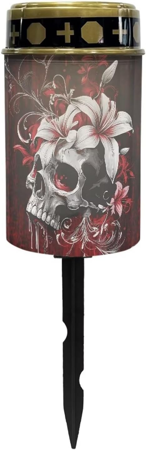 Garden Stake Light,Skull White Flowers Solar Lights for Cemetery Grave,Solar Pathway Lights Outdoor,Lawn Yard Patio | Lumora