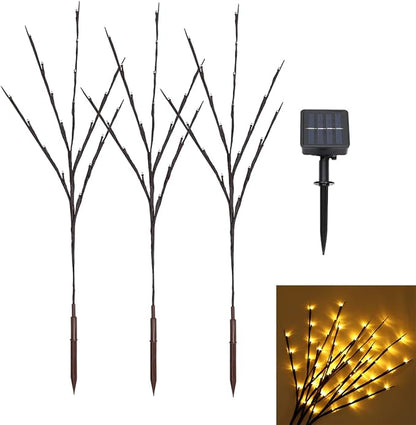 VICASKY Solar Christmas Lights Planters Birch Tree Fairy Branches Outdoor Planter Decorations 60 LEDs Powered Artificial Branch Twig Lighted Willow Thanksgiving Home