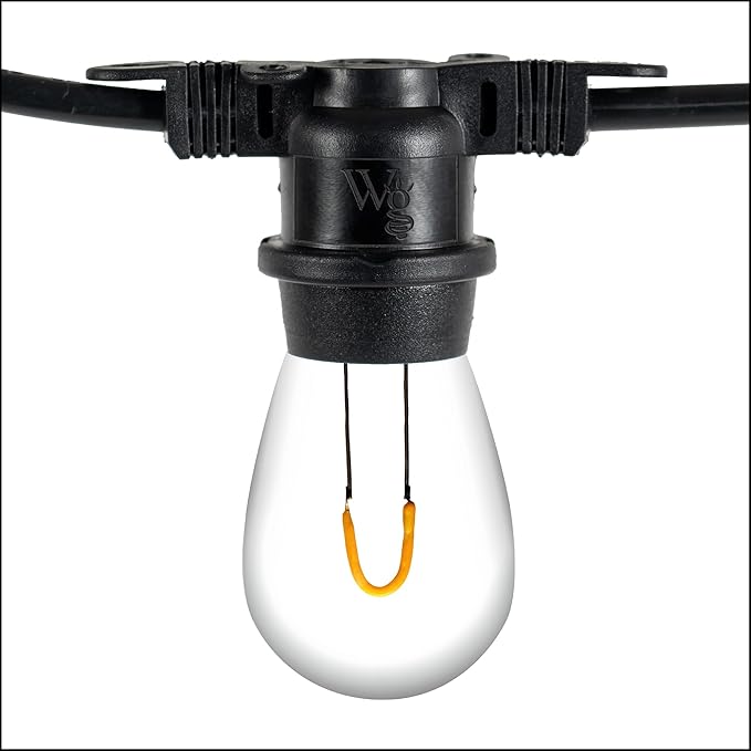 15' FlexFilament LED S14 Edison Bulb Shatterproof Commercial Outdoor Patio Lights, 10 Lights, 18" Spacing | Lumora