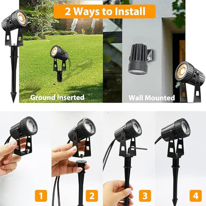 LED Landscape Lights Low Voltage, COB Landscape Lighting 24V 24W Warm White, 2100LM Garden Spotlights Outdoor for Yard, Lawn, Wall, Fence(8 Pack)