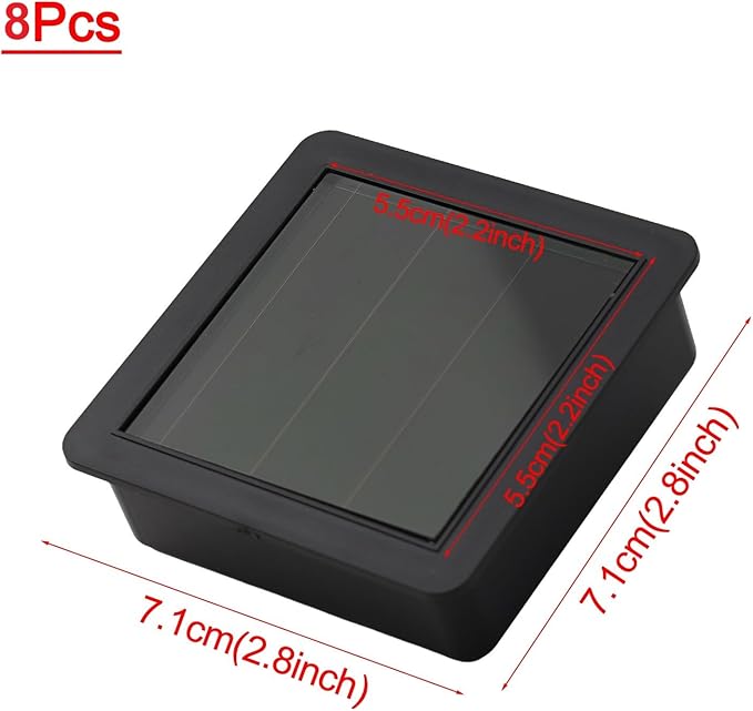 DIY Solar Light Top Panel, LED Rechargeable Square Panel Lampshade Path Lights With Switch, Waterproof Solar Lanterns Replacement(8Pcs)