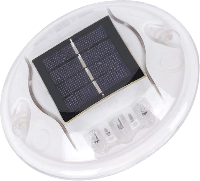 Round LED Solar Driveway Lights, IP68 Waterproof Solar Pathway Markers, 12.3cm Solar Deck Lights with Auto On/Off - Bright Solar Powered Induction Lamps for Garden, Driveway &