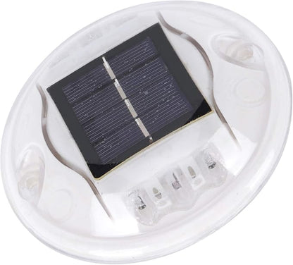 Round LED Solar Driveway Lights, IP68 Waterproof Solar Pathway Markers, 12.3cm Solar Deck Lights with Auto On/Off - Bright Solar Powered Induction Lamps for Garden, Driveway &