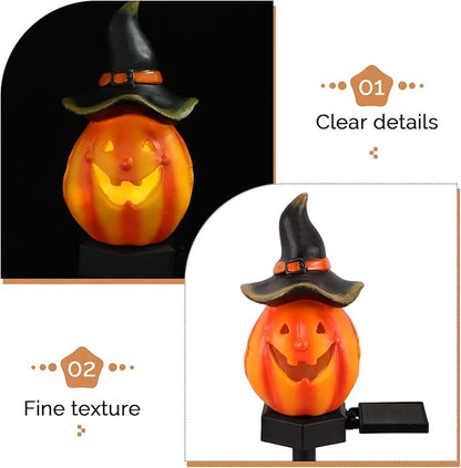 PRETYZOOM Halloween Solar Lantern Pumpkin Light for Garden Decor Pathway Stake Lamp Unique Design for Outdoor Halloween Party and Decoration