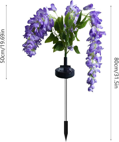 Solar Garden Lights Outdoor Waterproof Decorative Solar Lights Outdoor 1 Pack with Wisteria Flower Garden Decor Yard Patio Lawn, Gifts for Mother's Day Mom Women (Purple)