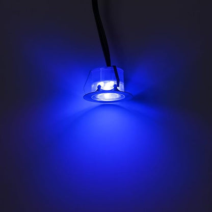 Low Voltage LED Deck Lighting Kit Stainless Steel 1W Waterproof Outdoor Yard Garden Decoration Lamps Landscape Pathway Patio Step Stairs LED In-ground Lights Silver Border(20pcs,Blue)