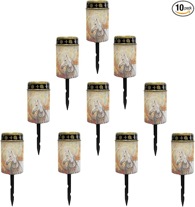Western Aztec Horse Solar Lights,Solar Lights Outdoor Waterproof,Horse Solar Stake Lights Waterproof Solar Pathway Lights for Garden Yard Patio Backyard Decorative Lamps