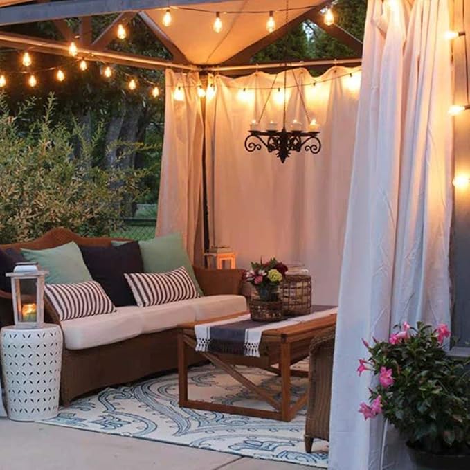 Solar Powered String Lights Outdoor Waterproof 39FT, Patio Lights Solar Powered with 12 Shatterproof S14 LED Bulb, Solar Outdoor String Lights 4 Light Modes for Garden Balcony Backyard Yard