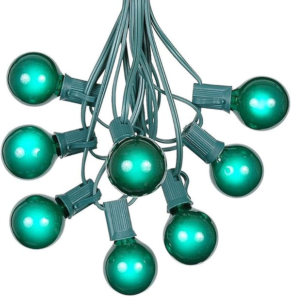 100 Foot G40 Outdoor Patio String Lights with 125 Green Globe Bulbs – Indoor Outdoor String Lights – Market Bistro | Lumora