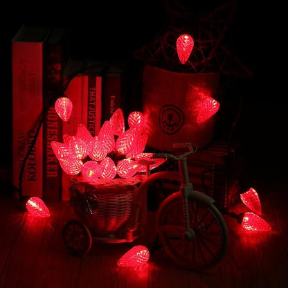 Brizled Red String Lights, 16ft 25 LED Faceted C9 Chrsitmas Lights, Connectable 120V UL Certified Tree Lights, Indoor Outdoor Christmas String Lights for Xmas, Patio, Party (Pack of 3)