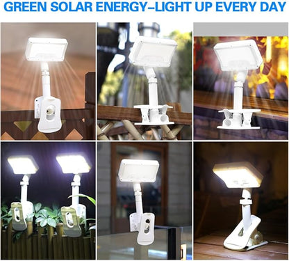 Solar Light for Outdoor Stairs & Deck, 92 LED Motion Sensor, IP65 Waterproof, Clip & Stand Dual Use, Auto On/Off with Light Sensing, Ideal for Fence, Camping, Garden Lighting (1-Pack)