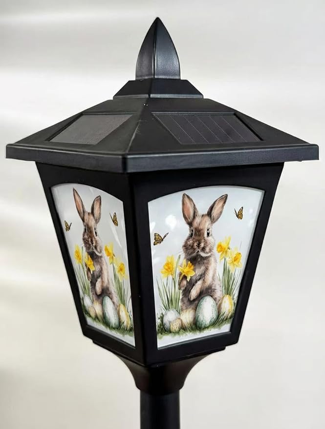 1 Pack 40" Solar Lamp Post Light with Removable Easter Bunny Design Panel, Waterproof LED Pathway Light Cool White | Lumora