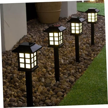 Gadpiparty 5pcs Solar Powered Ground Lamp Outdoor Solar Pathway Lights Garden Lights Black Warm