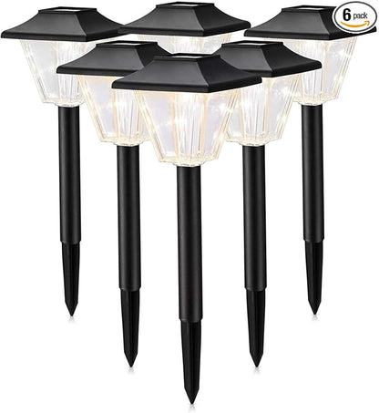 SUNWIND Solar Powered Outdoor Pathway Lights, 6 Pack, Waterproof LED, Black
