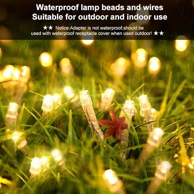String Lights Fairy Lights 66 Feet 200 LED with Multi Flashing Modes Controller, Waterproof LED Lights Decorations for Bedroom, Wedding, Party, Garden, Patio, Indoor Outdoor Occastions (Warm White)
