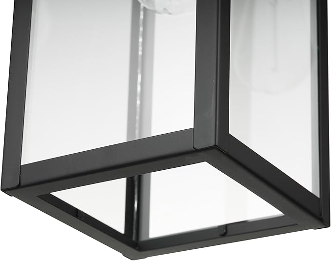 Globe Electric 44773 1-Light Outdoor Pendant, Matte Black, Clear Glass Shade, E26 Base Socket, Kitchen Island | Lumora