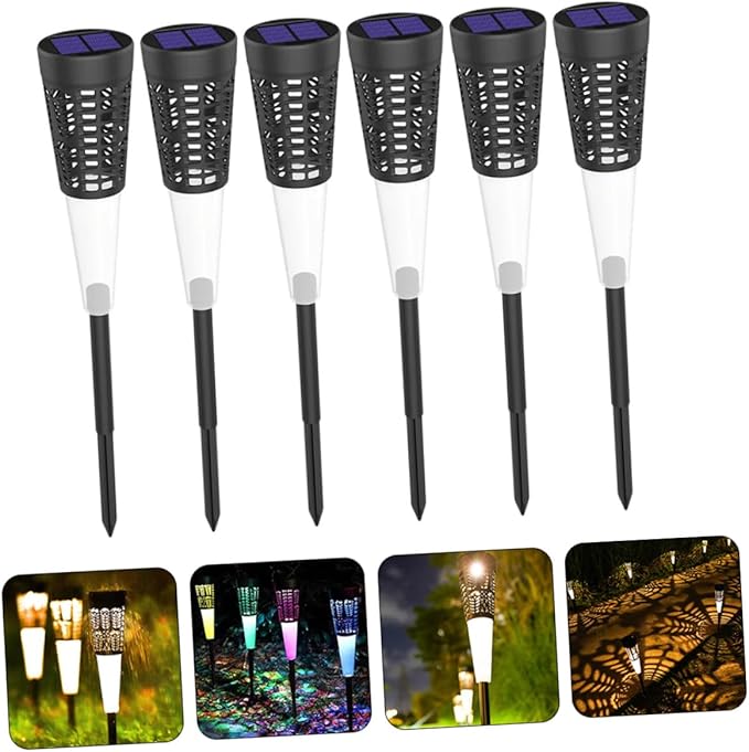 Angoily 6pcs Solar Garden Stake Lights Outdoor Solar Powered Pathway Lawn Lamps Warm and Colorful Light for Patio Courtyard Landscape Decoration