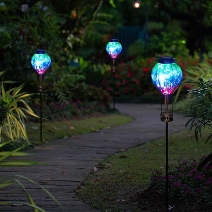 Solar Garden Lights Outdoor Waterproof with Hot Air Balloon, Led Garden Lights Outdoor Solar Landscape Stake Light Decor for Outside Pathway Walkway Yard Patio