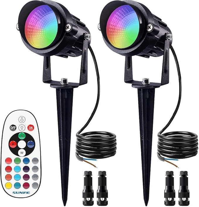 SUNVIE 12W RGBW Color Changing Low Voltage Landscape Lights Remote Control Waterproof LED Landscape Lighting for | Lumora