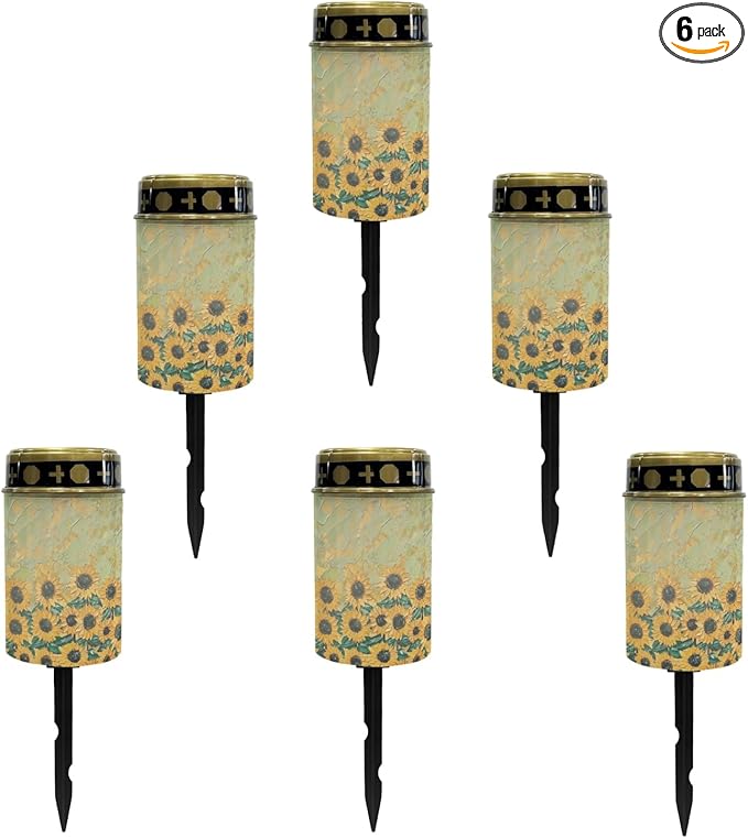 Solar Sunflower Garden Lights Outdoor,LED Warm White Solar Pathway Lights for Outside Waterproof Landscape Lighting Yard Pation Driveway Solar Lantern Flameless Outdoor Table Lamp