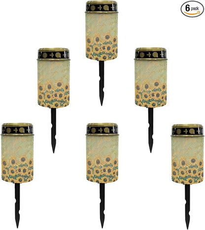 Solar Sunflower Garden Lights Outdoor,LED Warm White Solar Pathway Lights for Outside Waterproof Landscape Lighting Yard Pation Driveway Solar Lantern Flameless Outdoor Table Lamp