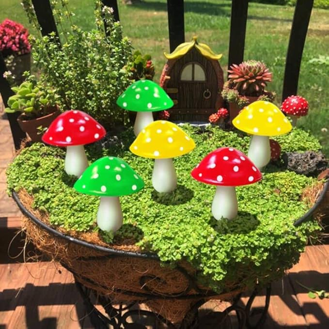 Upgraded Outdoor Solar Garden Mushroom Lights(6 Mushrooms Lamps), 8 Modes Outside Waterproof Solar Powered Christmas Lights Decoration, Yard, Lawn, Pathway... (Multi-Colored)