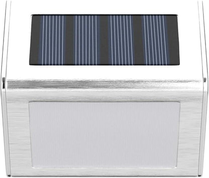 GIGALUMI 12 Pack Solar Fence Lights Outdoor, Waterproof LED Step Lighting Stainless Steel Solar Powered Lights for Step, Stairs, Pathway, Garden (Cold White)