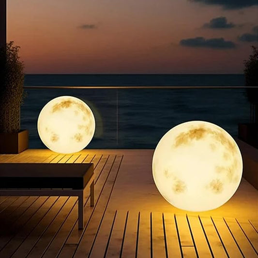 Wiring Powered Globe Shape Outdoor Light,Waterproof Moon Lamp with Resin Lampbody,Unique Outdoor Lighting for Staircase Swimming Pool and Yard(15.74" D)
