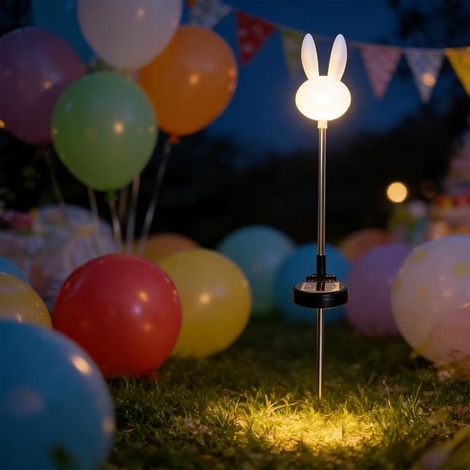 Easter Bunny Pathway Solar Lights Outdoor Easter Rabbits Solar Lights Spring Bunny Solar Yard Stake Light for Garden Patio Yard Pathway Lawn Decor