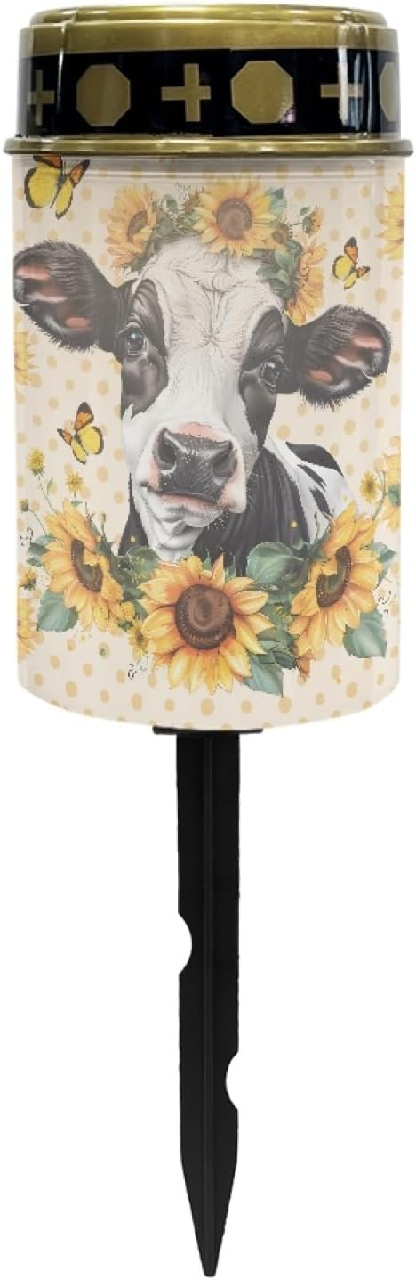 Yard Solar Lights Yellow Sunflower Cow for Dustproof Grave Led Light Cemetery Lamp Garden Decorations Outdoor Remembrance Gifts